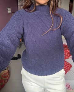 Old Money Navy Cable Knit Sweater