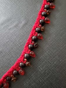 Red corchet and beads hand made neckless