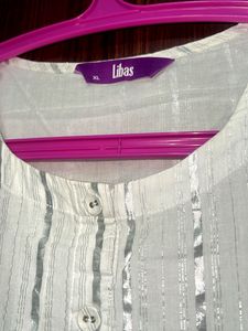 Ethnic Shiny White Straight Kurta