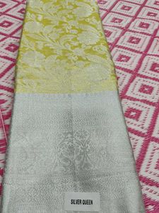 FLUOROSCENT COLOUR SILVER ZARI SAREE