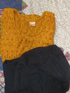 Mustard Color Party Wear Kurta With Pocket Pant