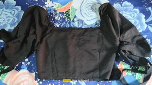 Beautiful Neck Design Black Crop Top
