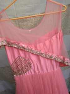 Baby Pink Party Wear Heavy Gown