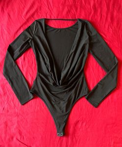 Shein Black Backless Partywear Bodysuit