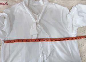 Vintage White Tie-Neck Blouse