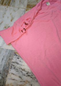 Newly Balloon Top Pink Colour Front Flower Design