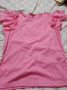 Pink Ruffle Sleeve Top