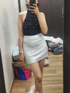 Elegant Silver Short Skirt