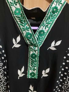 Elegant black and green Kurta With Duppata