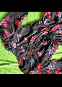 Korean Knee Length Floral Print Dress