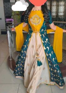 Elegant Teal & Yellow Anarkali Suit