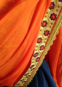 Orange Embroidered Sari