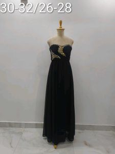 Black Strapless Embellished Gown