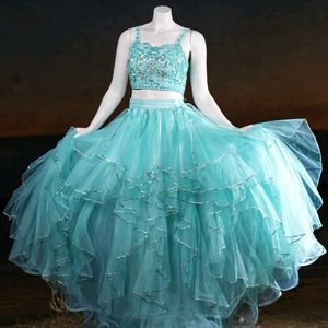 Aqua Two-Piece Party Lehenga