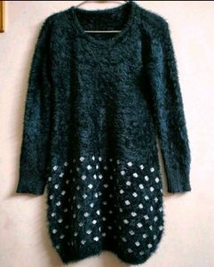 Fluffy Knit Mini Sweater Dress