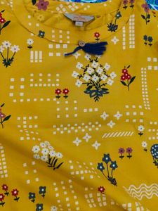 Yellow Floral Print Kurta