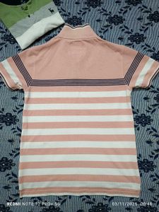 Flick Striped Polo T-Shirt (🩷🤍💙)