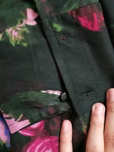Black Floral Printed Fit And Flare Dress