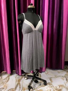 New Grey Lace Trim Nightgown