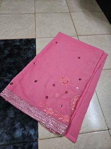 Baby Pink Saree With Stiched Blouse