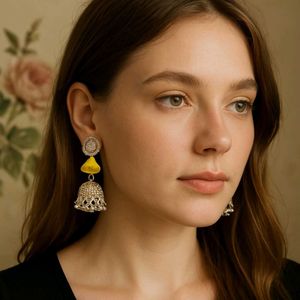 Yellow Jhumka Earrings