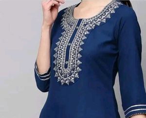 Navy Embroidered Kurta Set