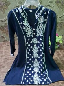 Navy Embroidered Kurti