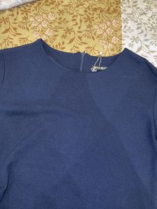Blue Ruched Sheath Dress