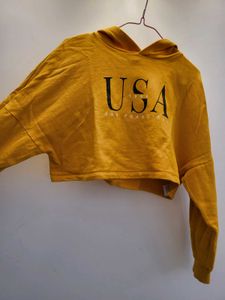 Mustard Cropped Hoodie