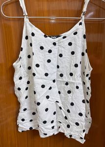 Cute White Top With Polka Dots