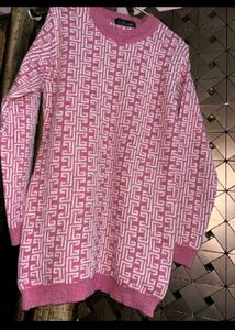 one time used Pink Patterned Knit Sweater