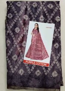 Purple Cotton Saree with Diamond Pattern