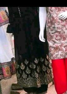 New Black Gawn With Afgani Pant and Frill Duppta