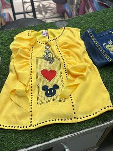 Kids Fancy Top With Denim Shorts