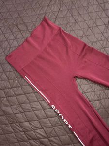 Burgundy &#39;Sport&#39; Leggings