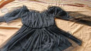 Black Tulle Dress - Off-the-Shoulder Party Look