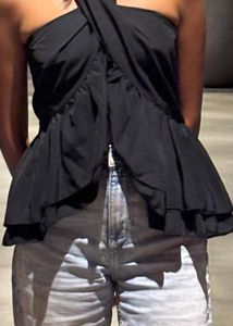 Black Halter Top with Ruffle Detail