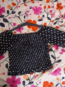 Polka Dot Puff Sleeve Top