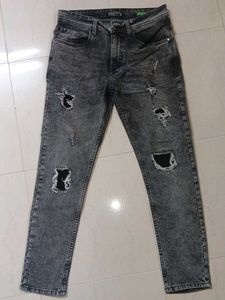 Ripped Gray Wash Jeans