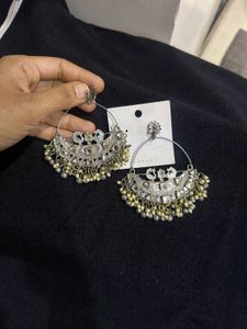 Gold Silver Oxidised Earrings