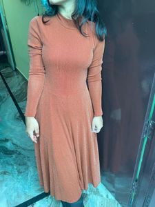 Shimmering Bronze Midi Dress