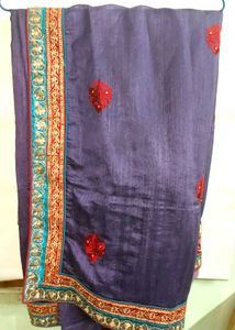 Elegant Purple Saree with Embroidered Border