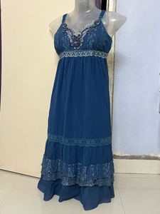 Navy Blue Fit Flared One Piece
