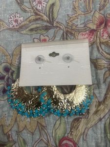 Teal Beaded Peacock Earrings