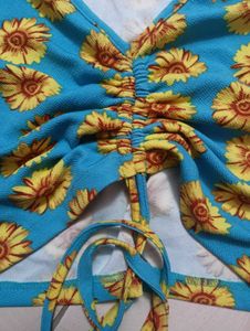 Sunflower Print Crop Top