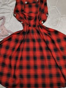 Dungaree Dress; Red &amp; Black 🖤