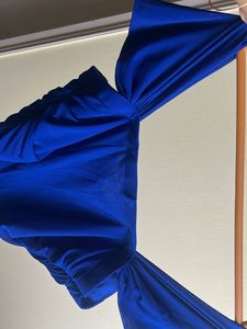 Blue Ruched Crop Top