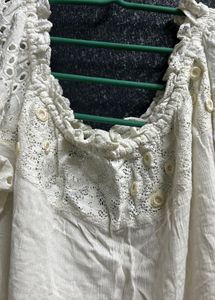 White Eyelet Off-Shoulder Top