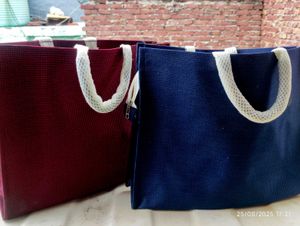 Red &amp; Blue Woven Tote Bag Set