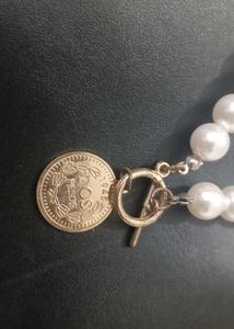 Pearl Necklace w/ Coin Pendant